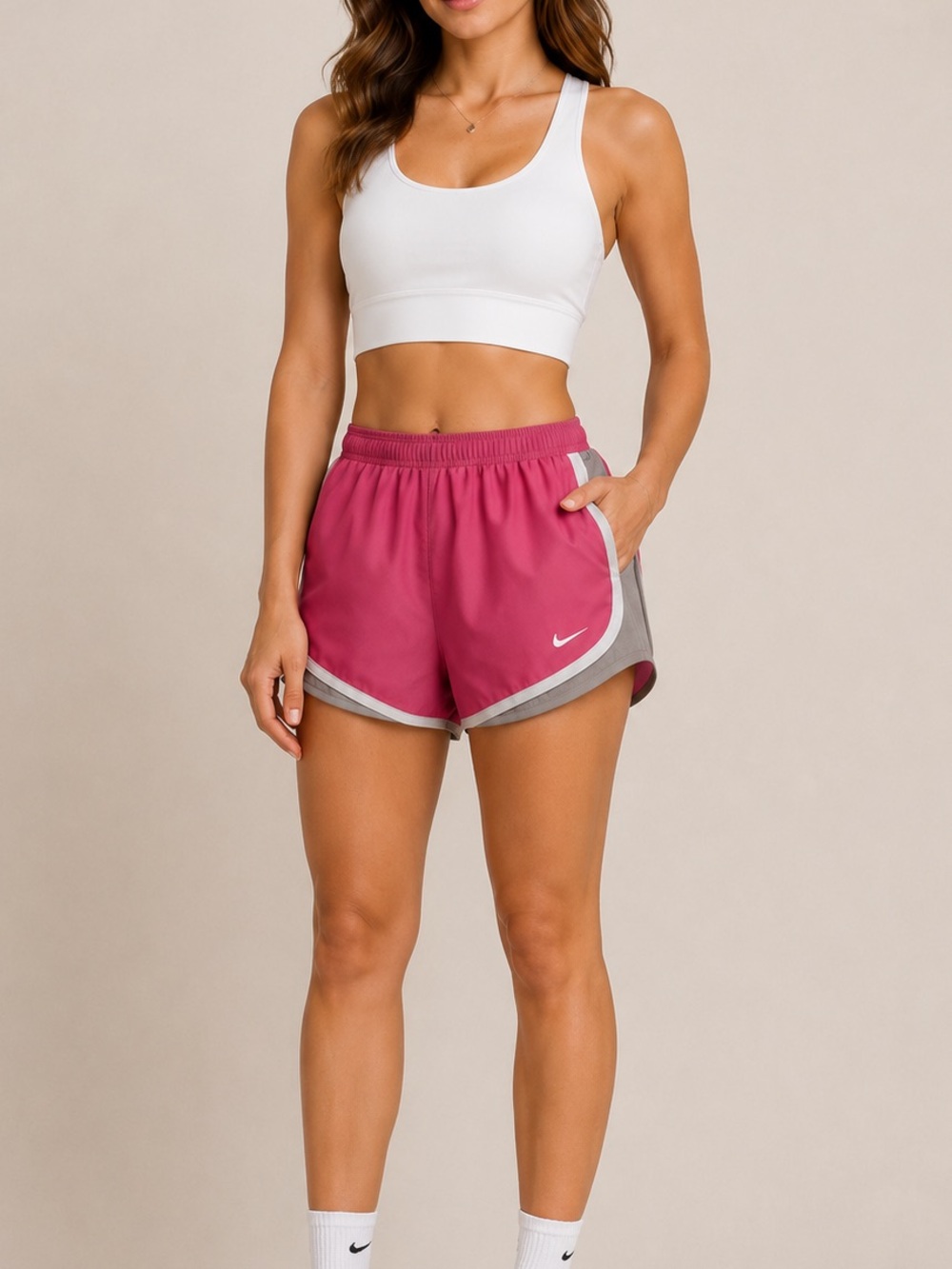 Nike pink and White Athletic Shorts Lightweight and Breathable